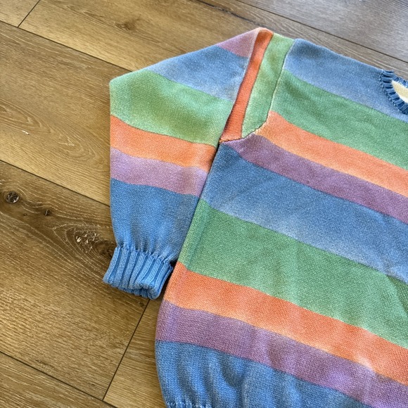 Vintage Polo Ralph Lauren Sweater Mens‎ L Knit Cotton Colorblock Striped 90s - Picture 2 of 7